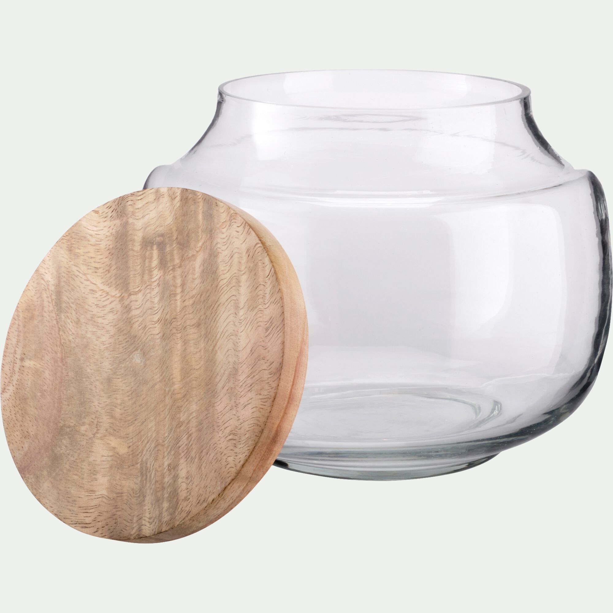 BLOCA - Bocal en verre avec couvercle en manguier 1,25L - transparent