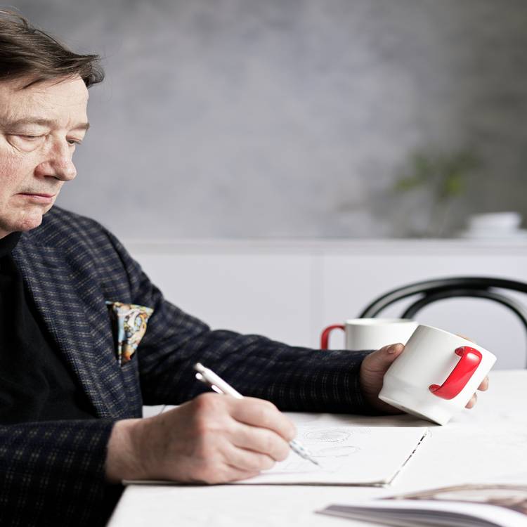 Designed By Sebastian Conran Set of 2 Porcelain Mugs – Red