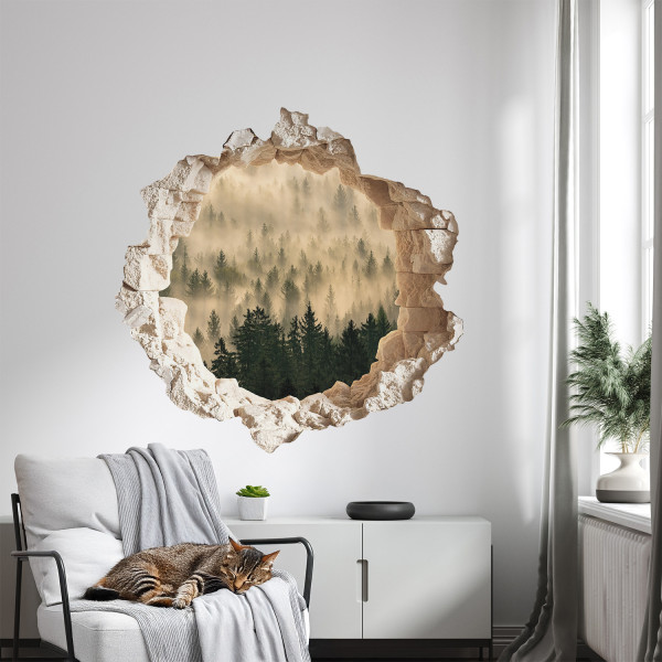Naklejka wyrwa w ścianie okienny zachód dziura 3D 60x58