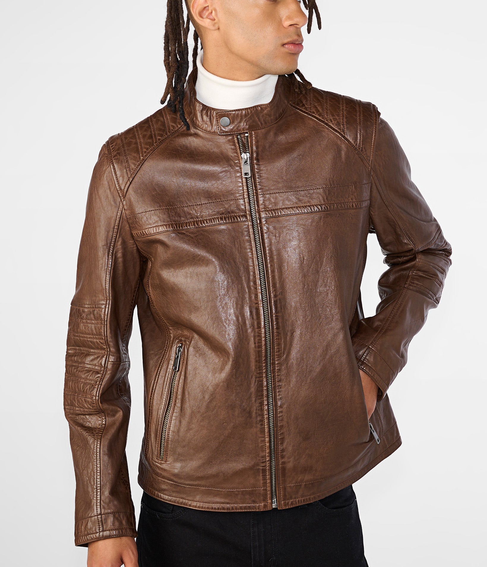 Kayden Racer Leather Jacket
