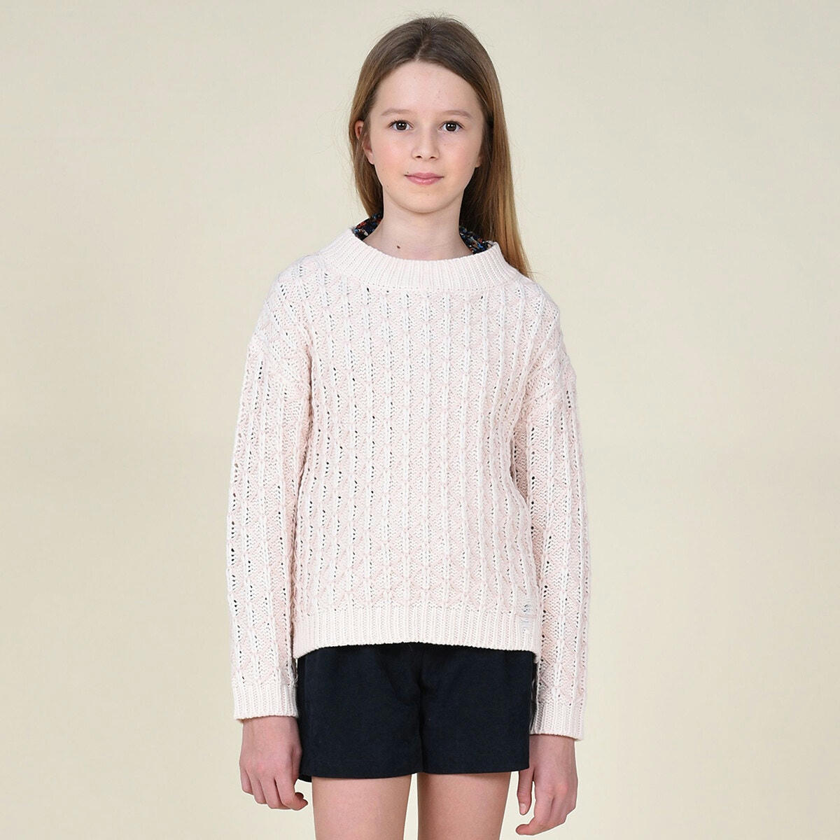 Pull col rond maille fantaisie