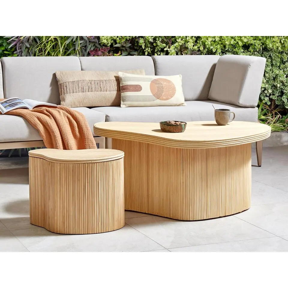 SALANTI - Salontafel set - Natuurlijk - Rotan