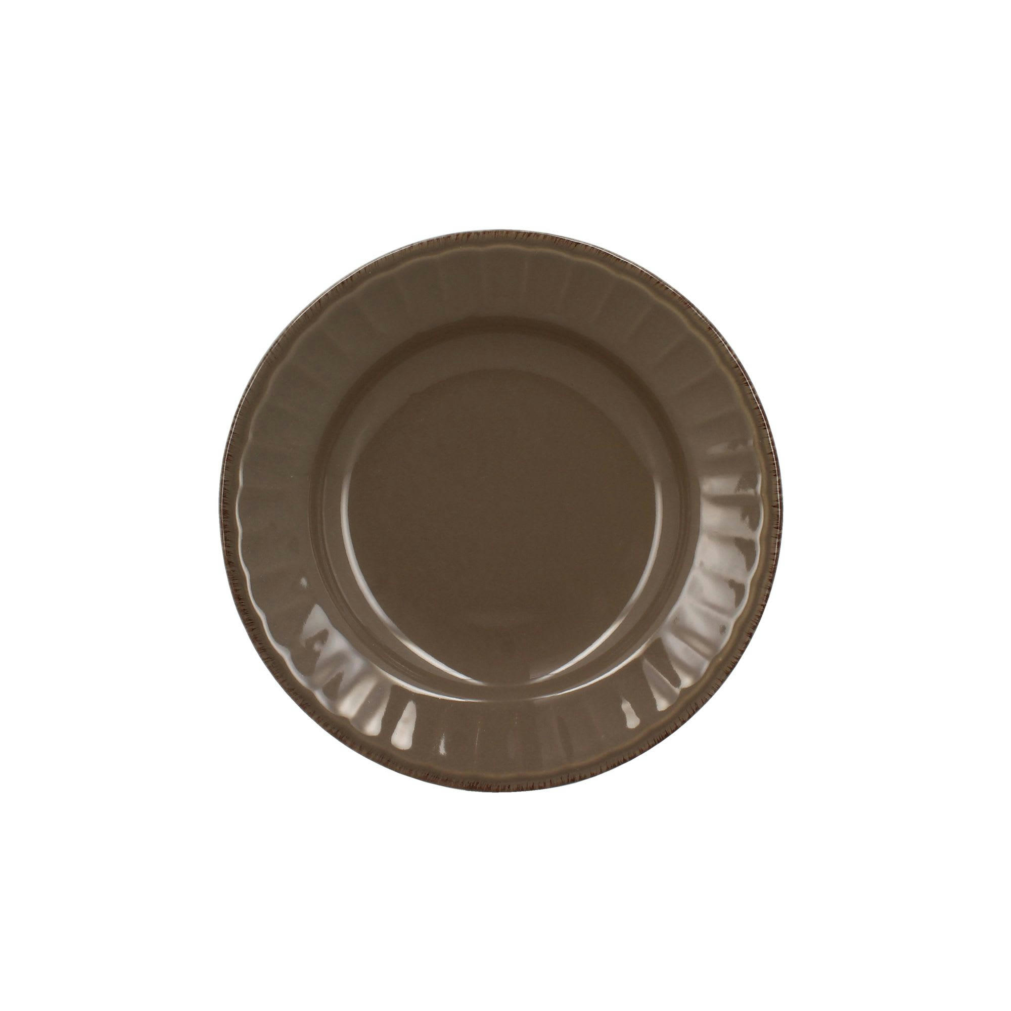 FESTON - Lot de 6 assiettes creuses en grès marron 21,5cm