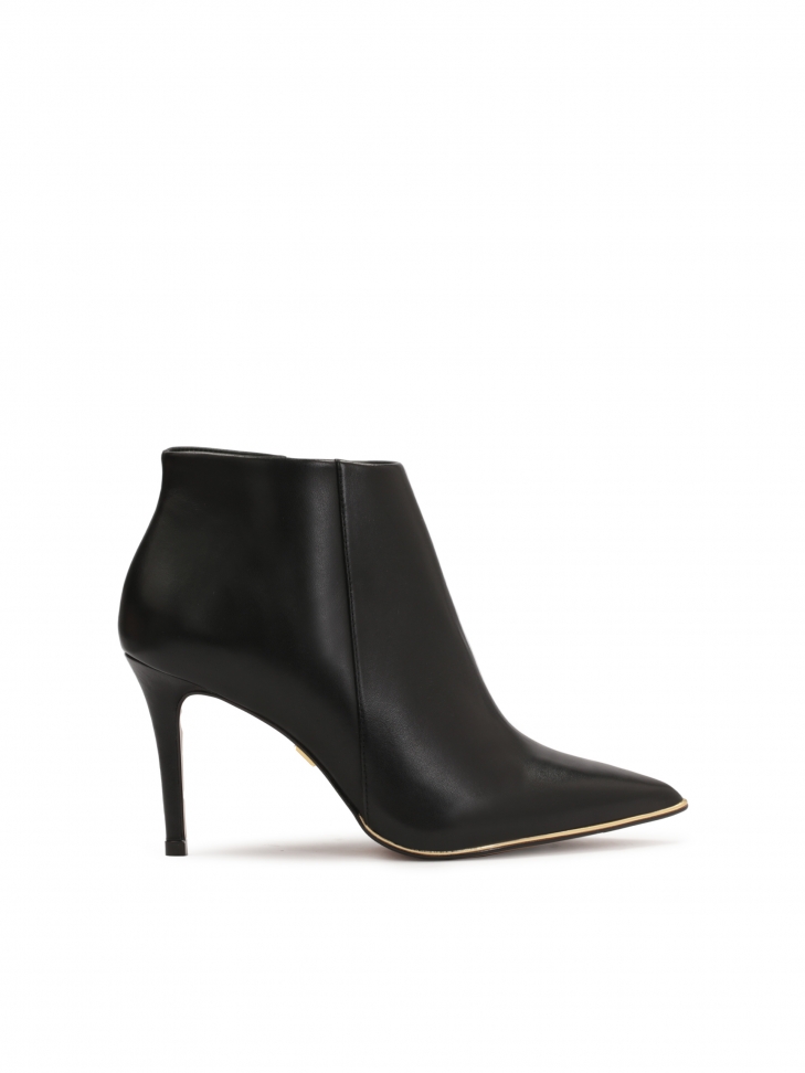 Classic black stiletto booties with a low upper