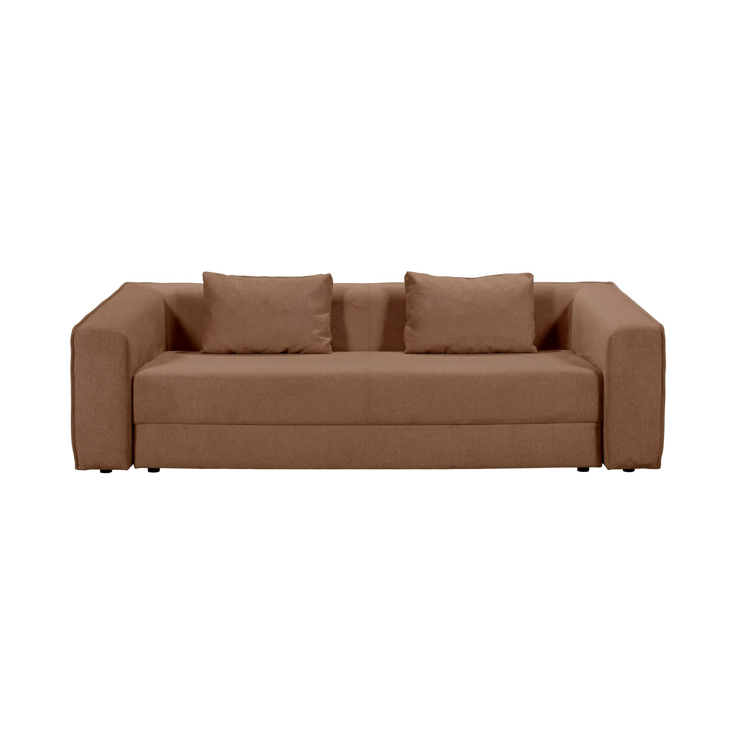MUSCAT - Canapé droit convertible 3 places en tissu terracotta