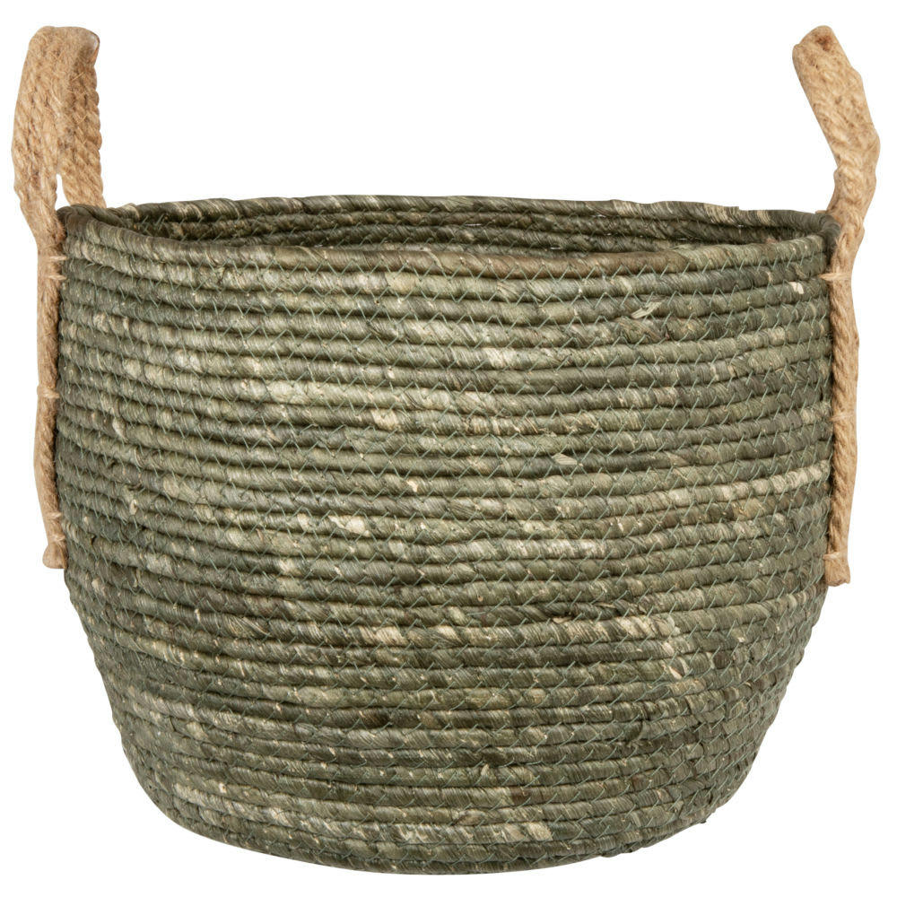 - Panier en fibre de maïs vert olive tressé main