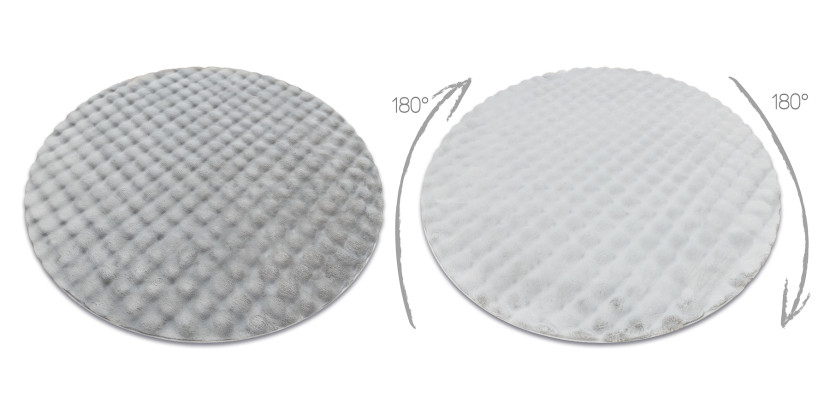 Dywan BUBBLE srebrny 21 IMITACJA FUTRA KRÓLIKA strukturalny 3D koło 100 cm