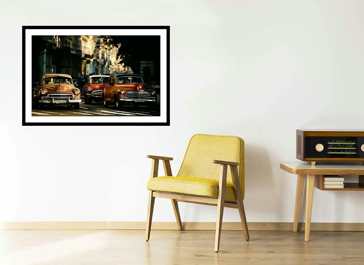 - Affiche vintage taxi avec cadre noir 30x20cm