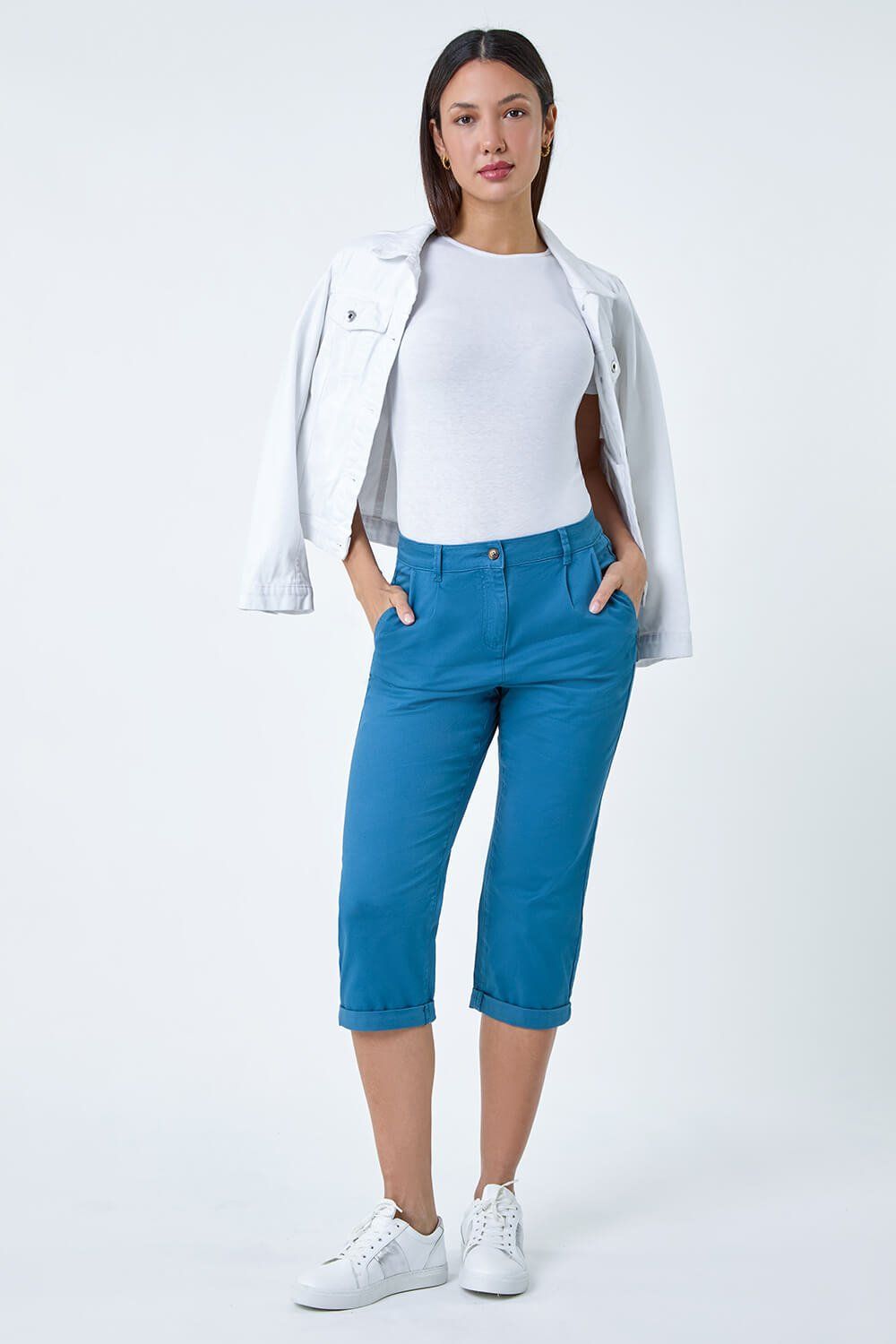 Roman Cotton Blend Cropped Chino Trousers