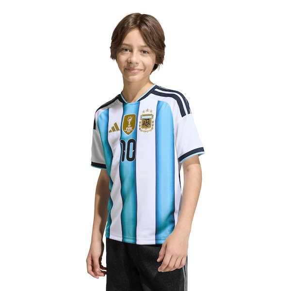 Youth Lionel Messi Argentina National Team adidas FIFA x World Cup 2022 Winners Home Replica Jersey - White