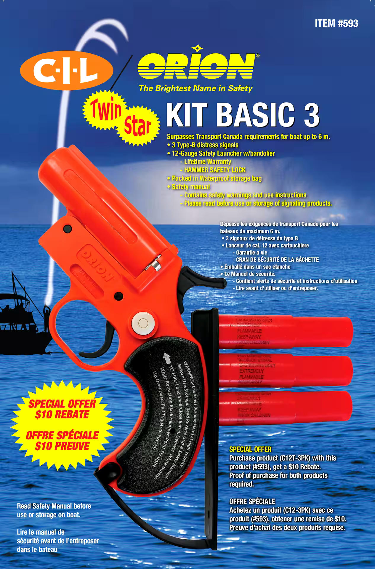 Orion CIL Emergency Marine Flare Kit Red