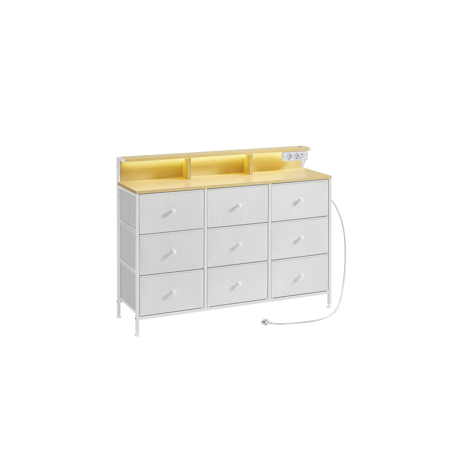 Meuble de Rangement avec 9 Tiroirs et Éclairage LED