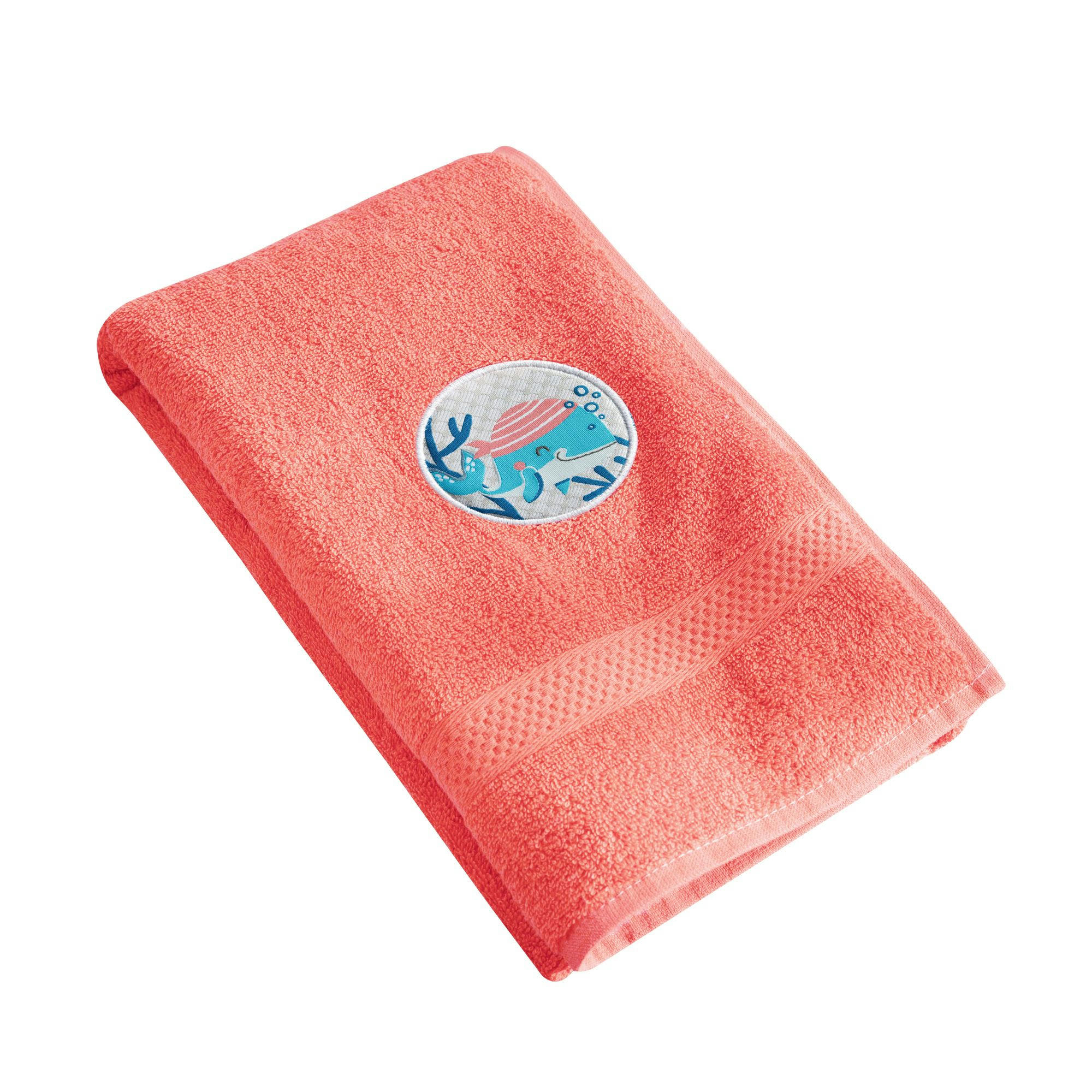 PETITES BETES - Drap de bain 70x130 rose corail en coton