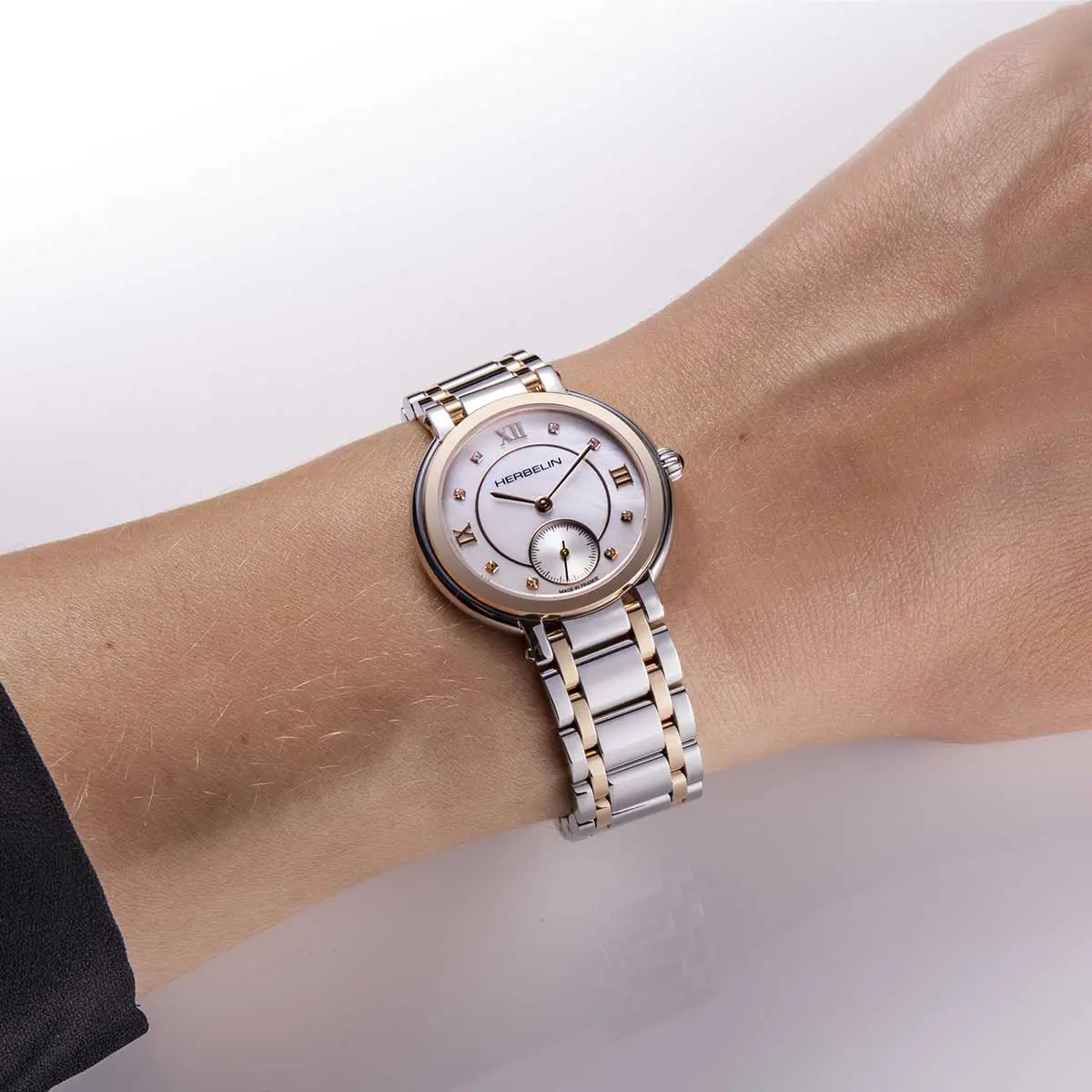 GALET – PETITE SECONDE – PVD OR ROSE & NACRE