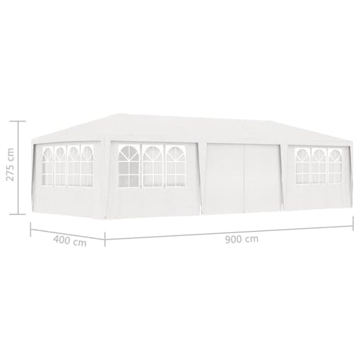 NNEVL Professional Party Tent with Side Walls 4x9 m White 90 g/m&sup2;