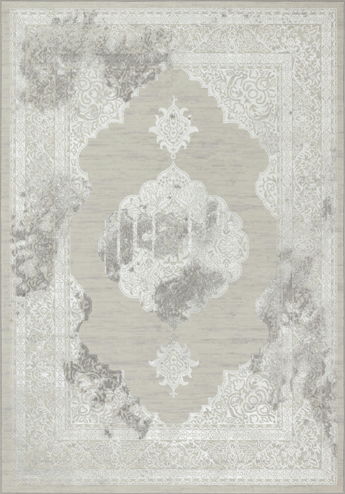 AZRA - Tapis Vintage Oriental Blanc/Gris 200x275