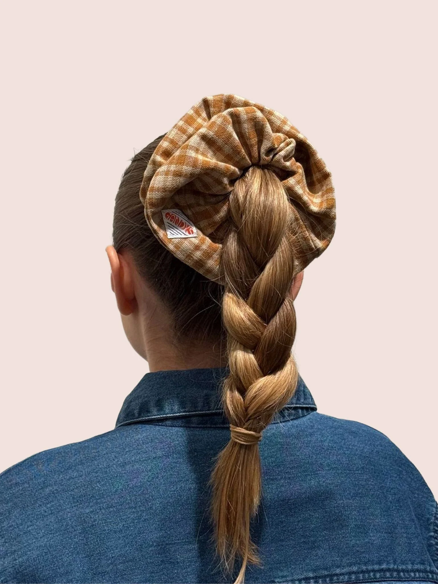 Mustard Check Scrunchie