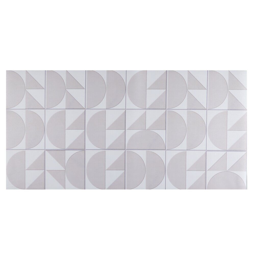 Tapis vinyle rectangulaire motif géométrique beige 50x100cm