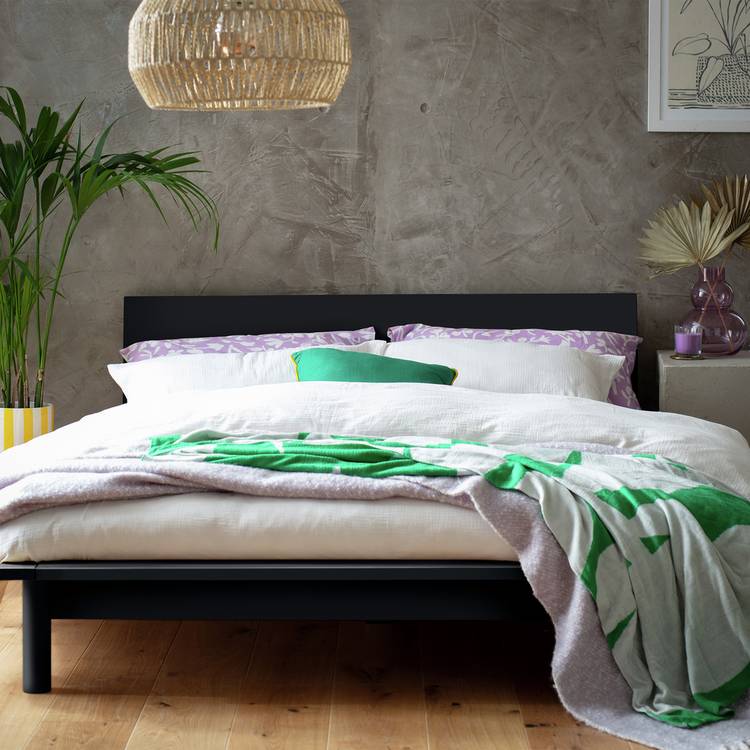 Habitat Akio Small Double Wooden Platform Bed Frame - Black