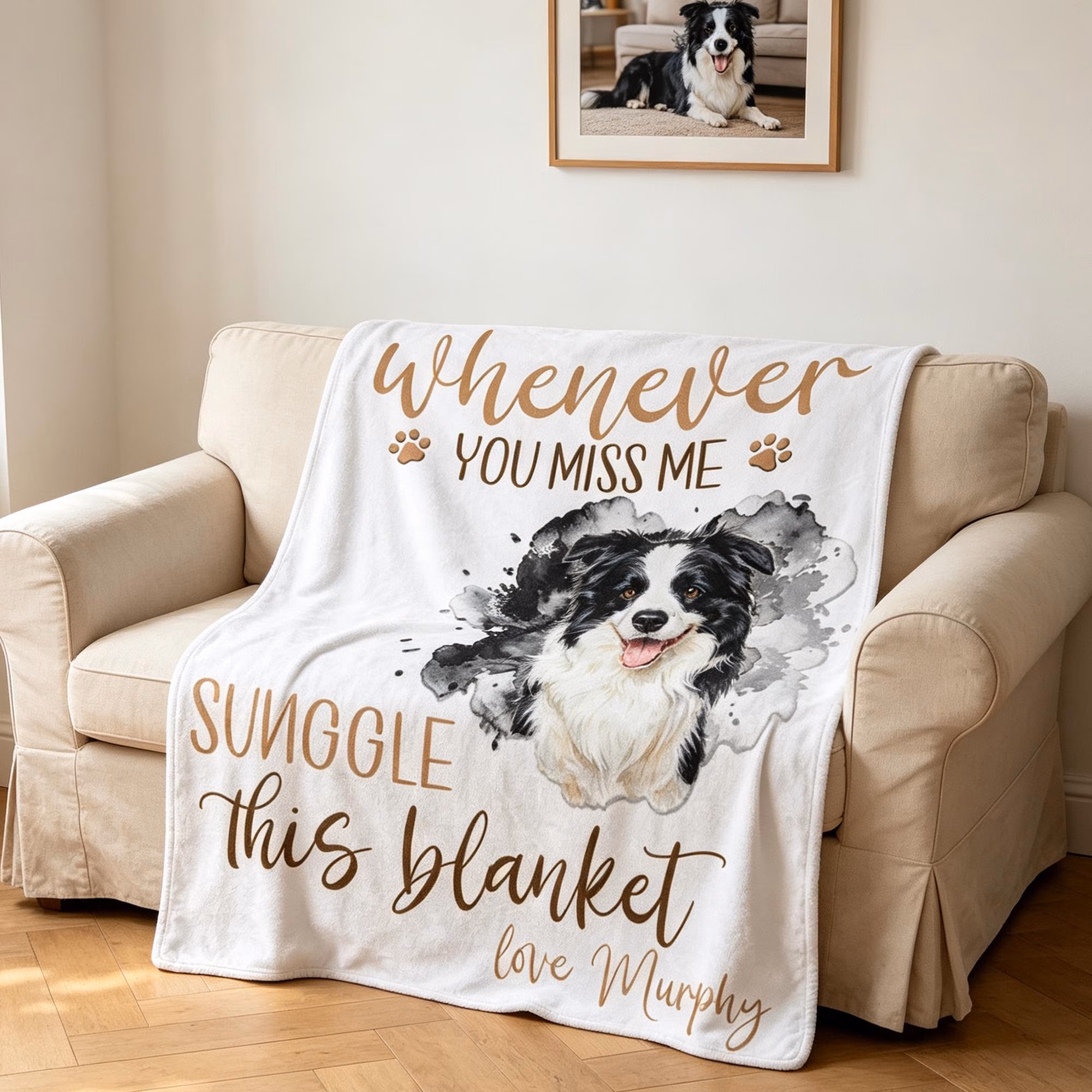 Custom Pet Photo Blanket, Personalized Dog Portrait Blanket, Pets Memorial Gift, Cat Picture Blankets
