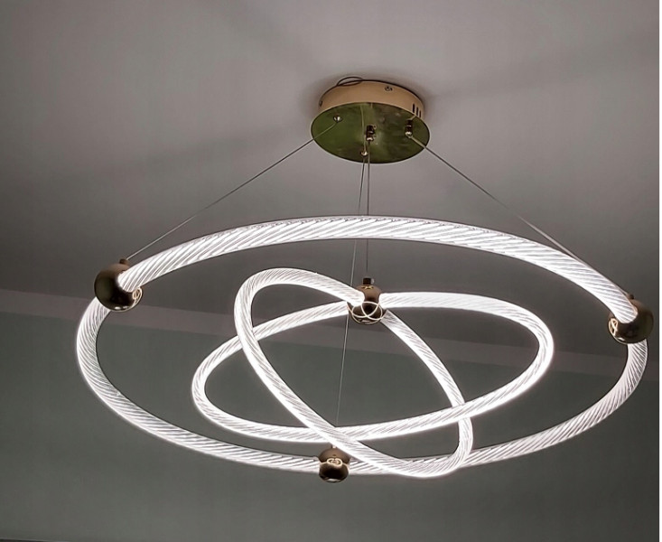 Lampa wisząca ring żyrandol ZŁOTA 80cm   PILOT