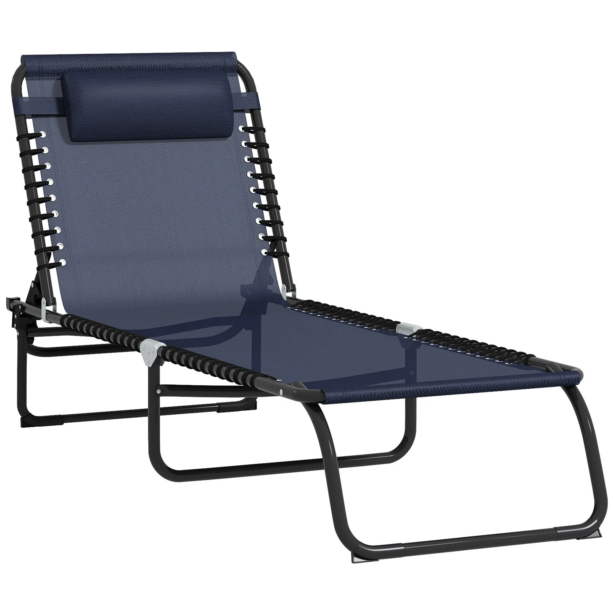 Foldable Outdoor Chaise Lounge Chair Breathable Mesh Seat with 4-Position Backrest for Poolside or Beach