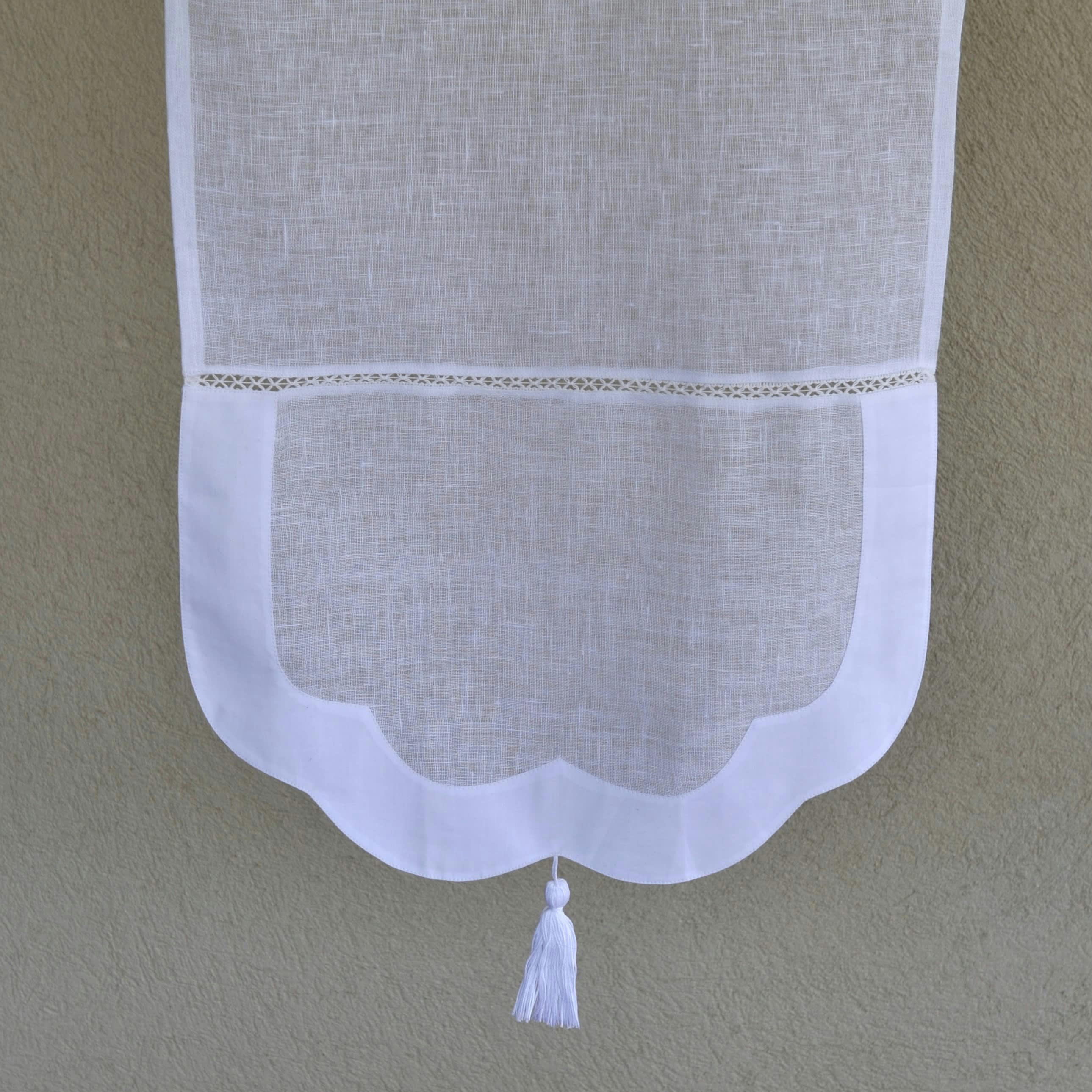 CHAMBORD - Brise bise avec festons et pompons 60X90 CM