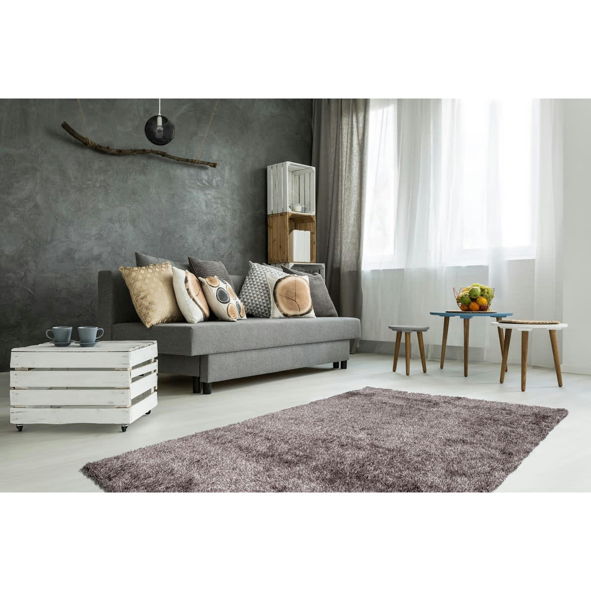 JEWEL - Tapis shaggy en Polyester Gris anthracite 120x170 cm