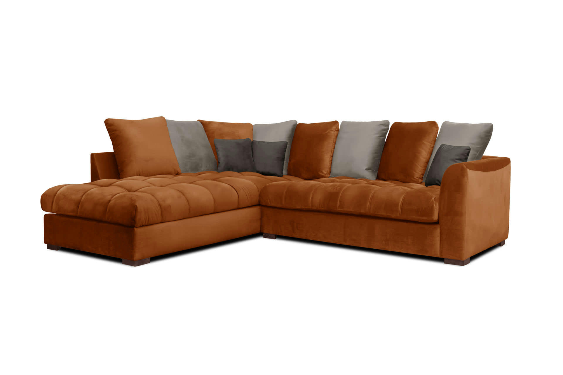 BARDI - Canapé d'angle gauche 5 places tissu orange