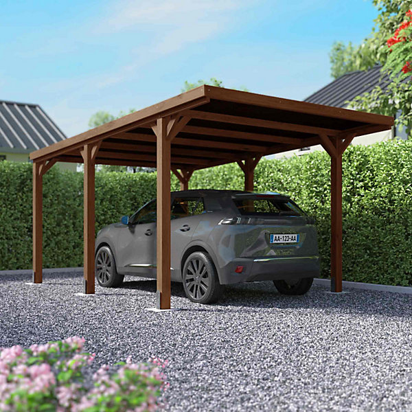Carport bois 16,5 m² avec supports en H