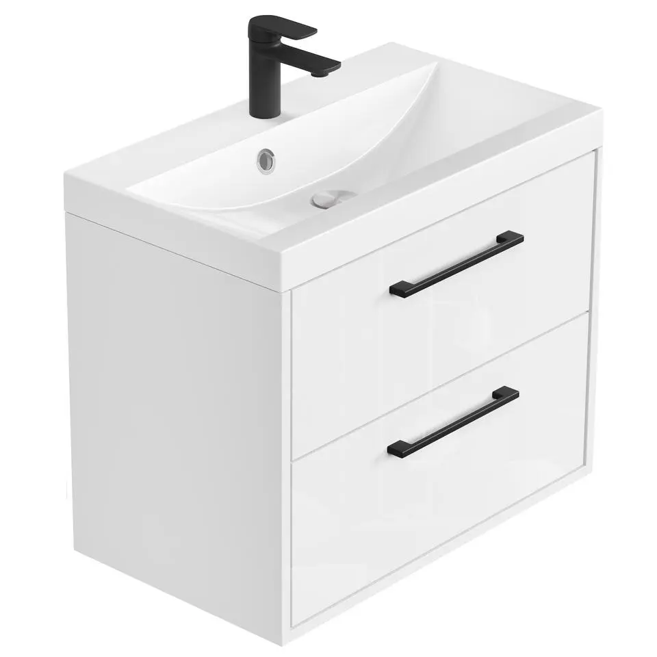 Badplaats Badkamermeubel Florence 01 60cm met wastafel - hoogglans wit