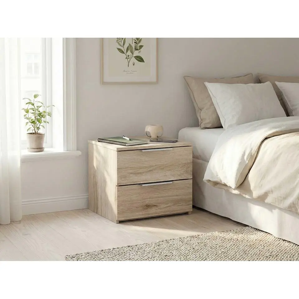 Nachtkastje Spectre - 44x37x38cm - 2 lades - eikdecor