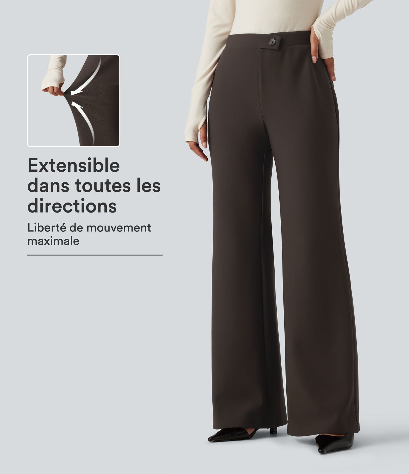 Pantalon de bureau flare taille haute à taille croisée