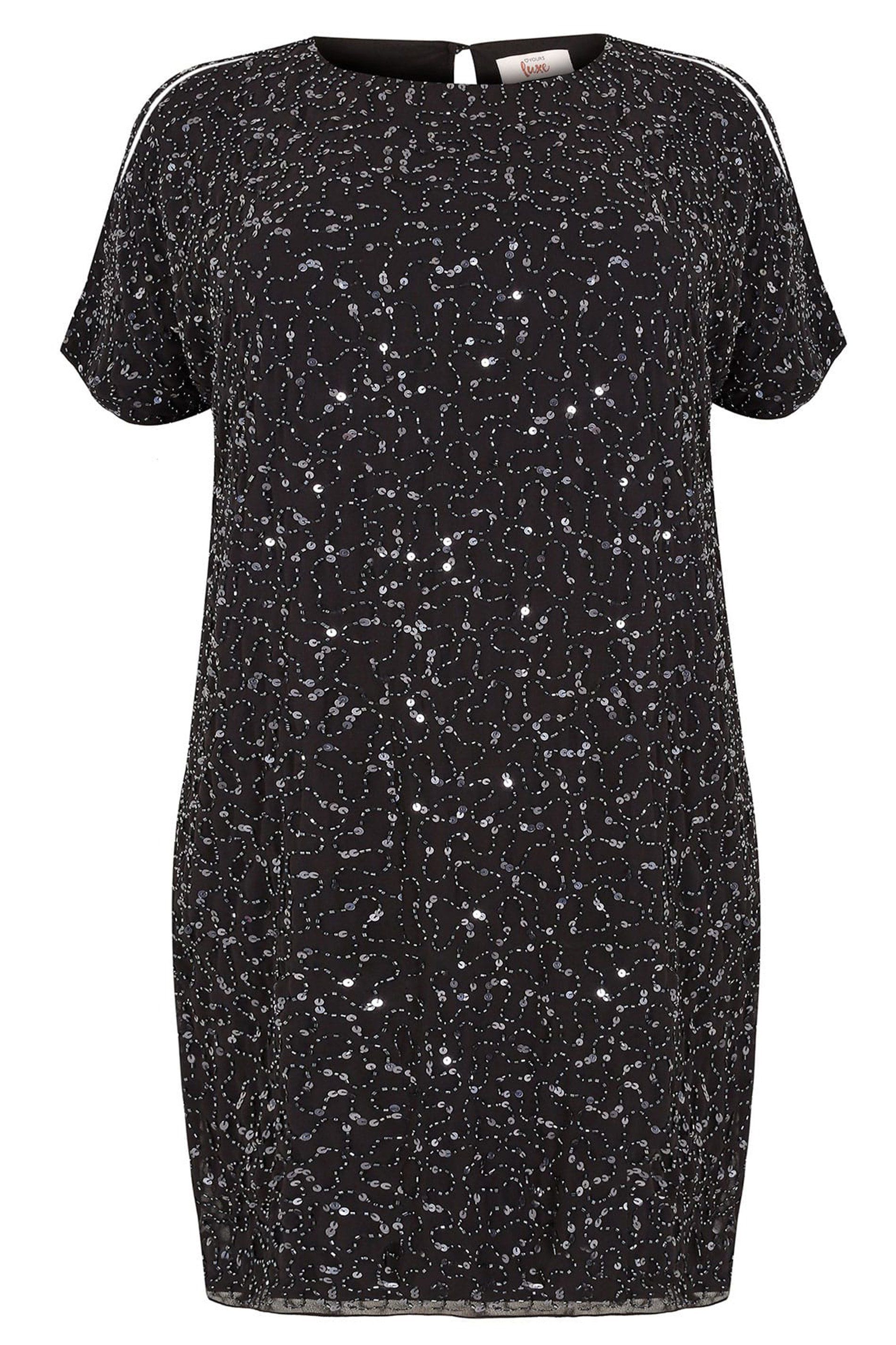Yours Sequin Cold Shoulder Cape Dress