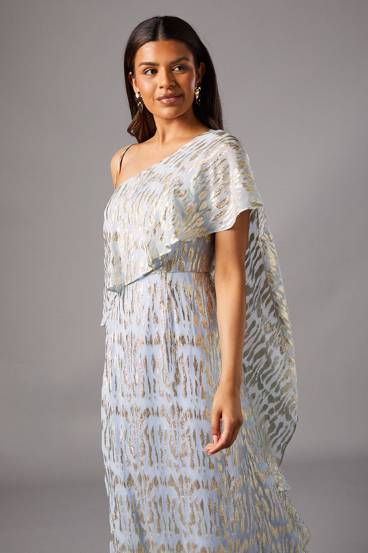 Coast Petite Metallic One Shoulder Maxi Dress