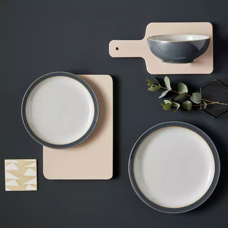 Denby 12 Piece Stoneware Dinner Set - Fossil Grey