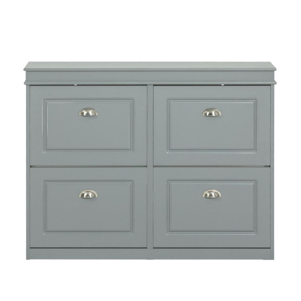 - Armoire à chaussures 4 abattants effet bois gris