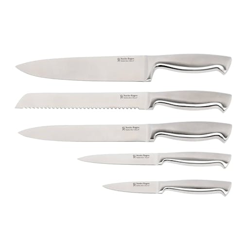 Stanley Rogers 6pc Modern Steel Metallic Baltic Blue Knife Block 6 Piece