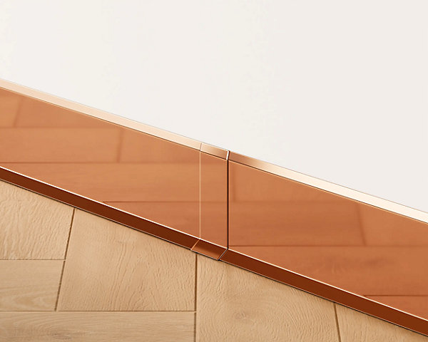 Joint FI en acier inoxydable pour plinthe Cuivre poli - 80mm x 30mm x 12mm