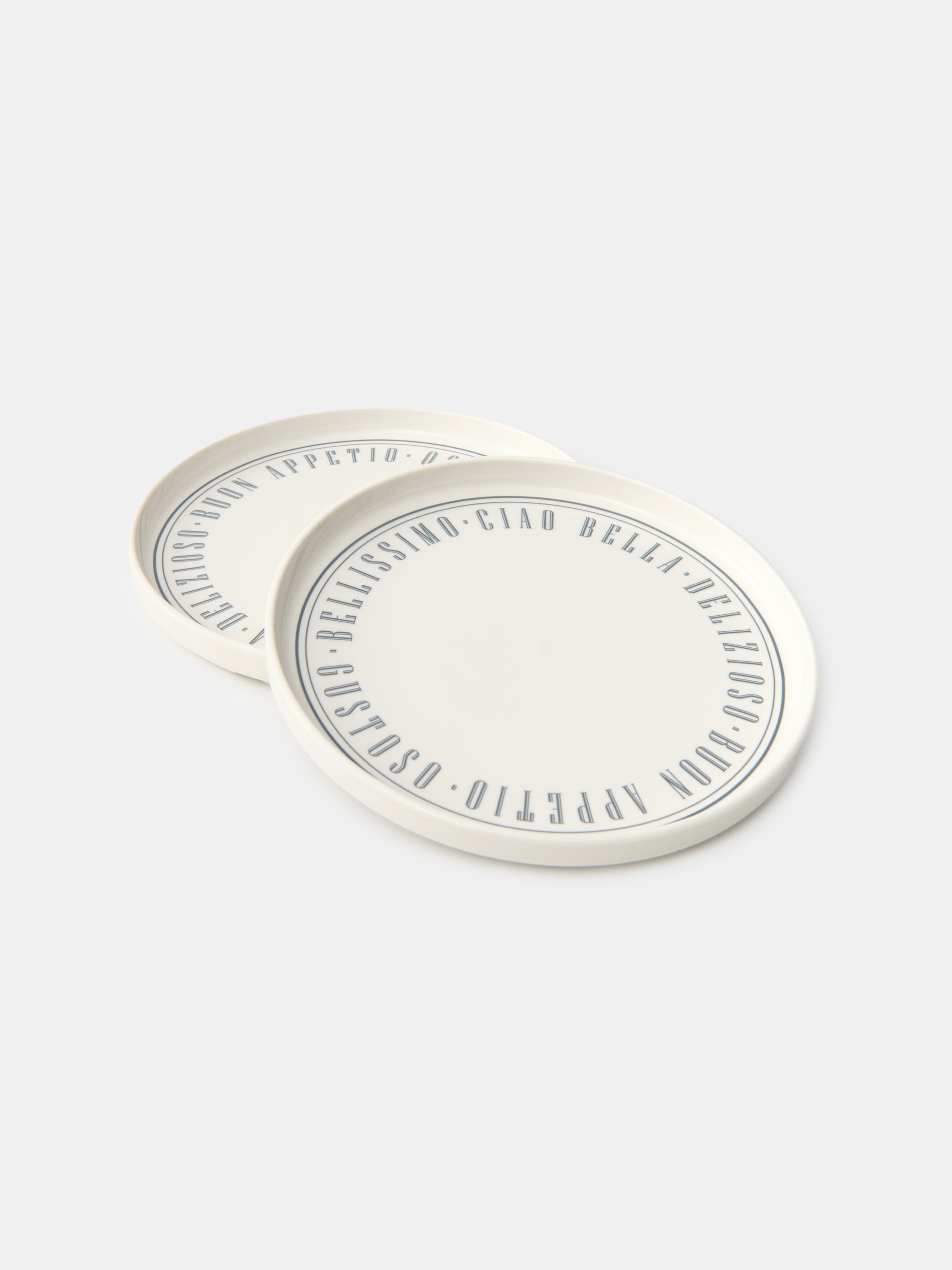 Ceramiczne talerze z napisem 2 pack
