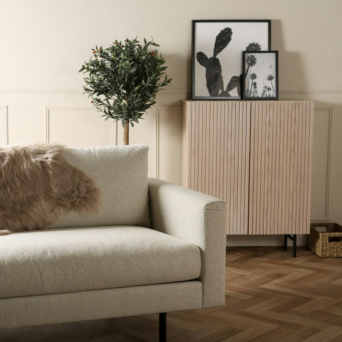 FIZO - Petit buffet 2 portes en tasseaux de bois naturel