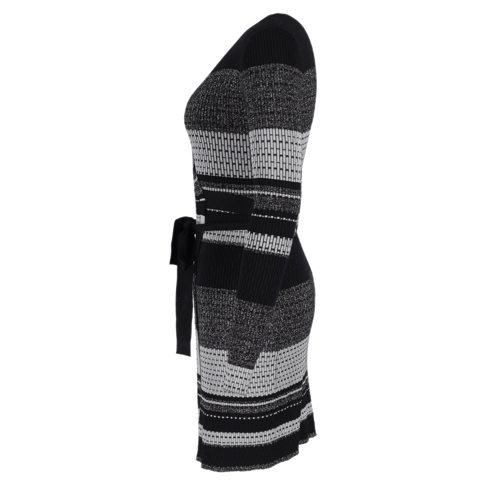 Diane Von Furstenberg Preloved Striped Knitted Wrap Dress in Multicolor Wool
