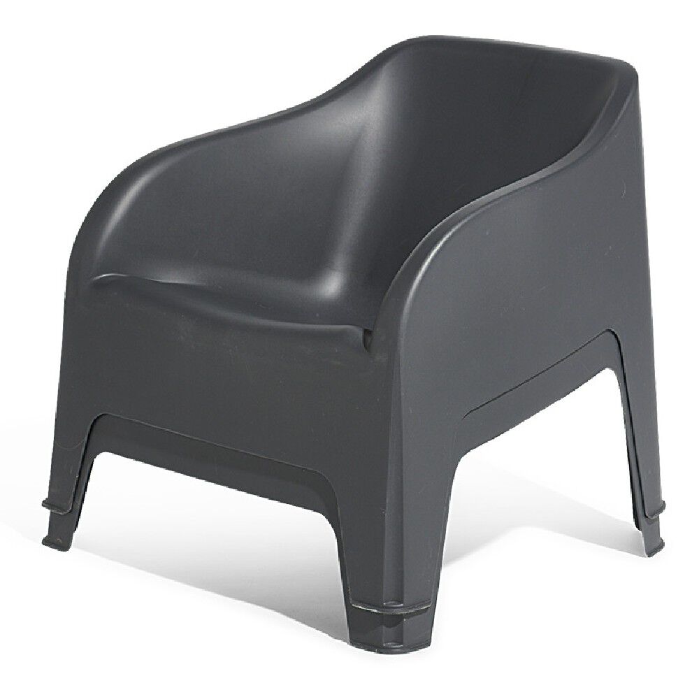 Fauteuil de jardin plastique Gary gris anthracite 80x77xH70cm