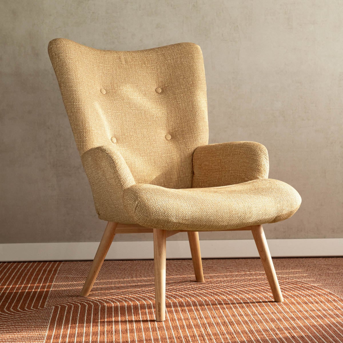 Fotel MOSS POP w tkaninie musztardowy 70x55x95 cm