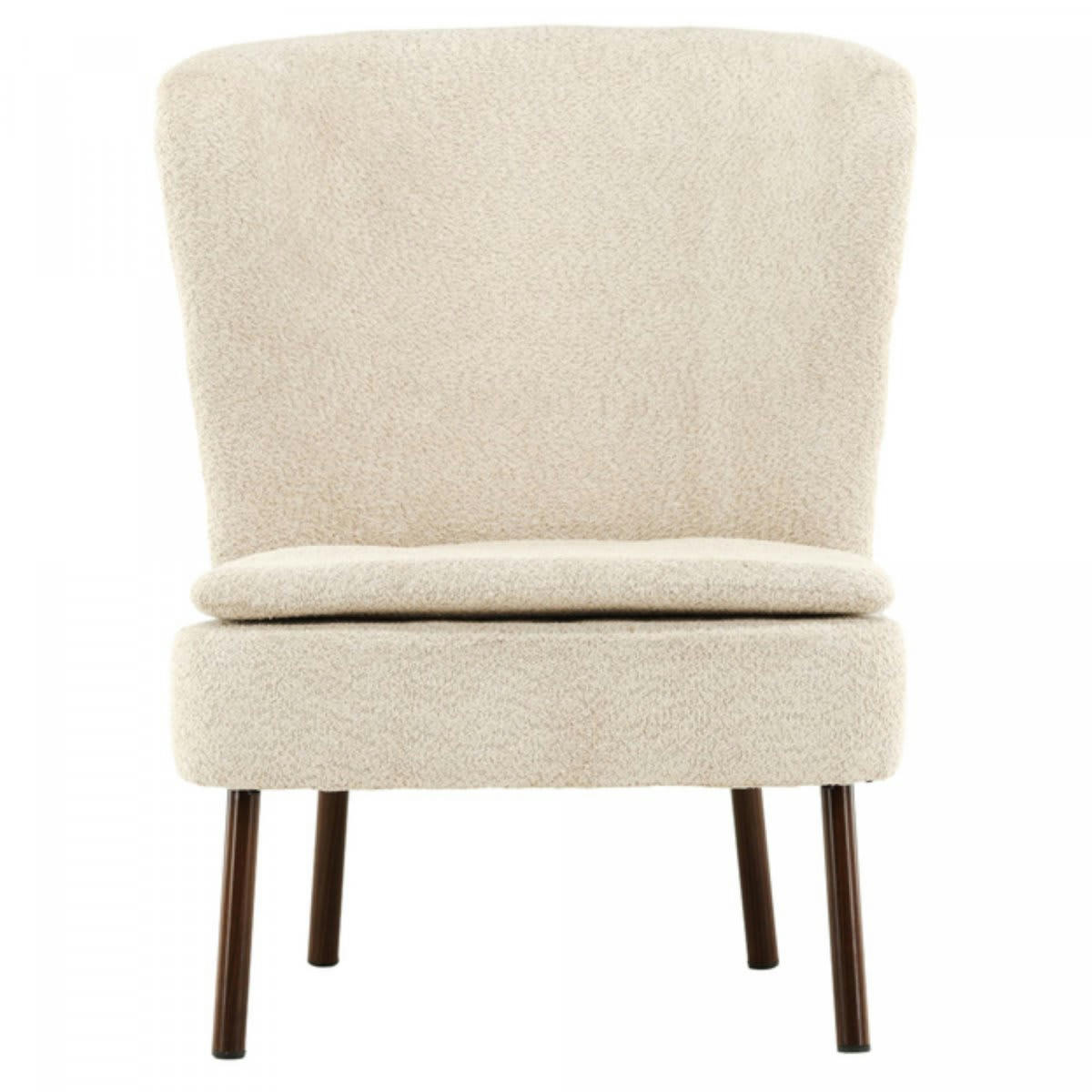 HALMO - Fauteuil en tissu bouclé beige avec pieds en métal