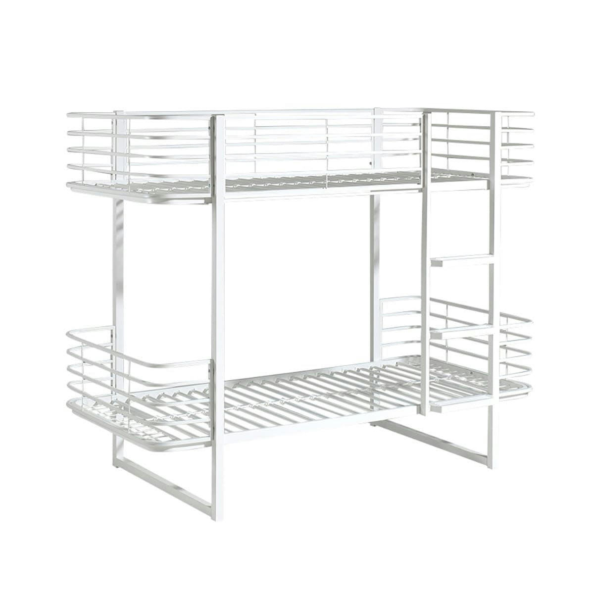 CURVE - Lits  superposés 90x200cm métal blanc coins arrondis