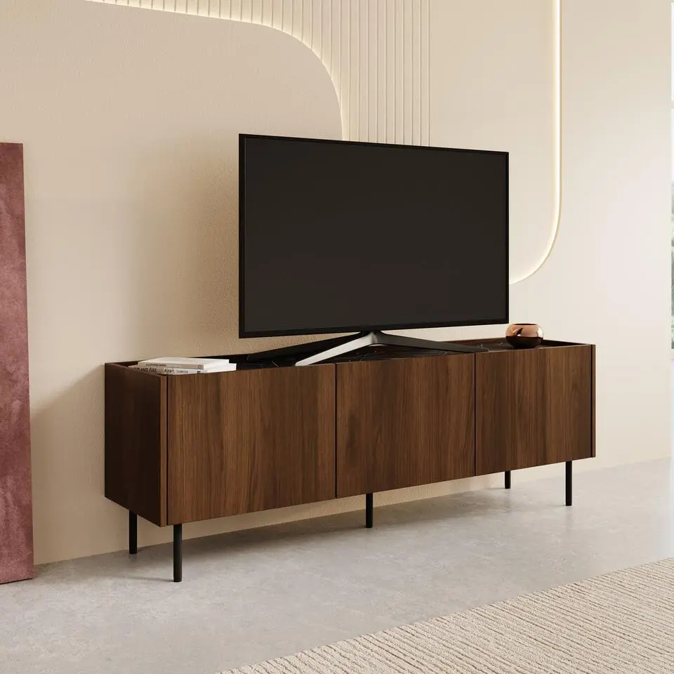 Meubella - Tahiti - TV-Meubel - Donker eiken - 144 cm