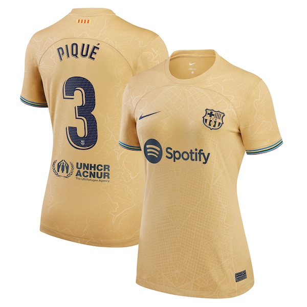 Gerard Pique Barcelona Nike Women's 2022/23 Away Replica Player Jersey - Gold