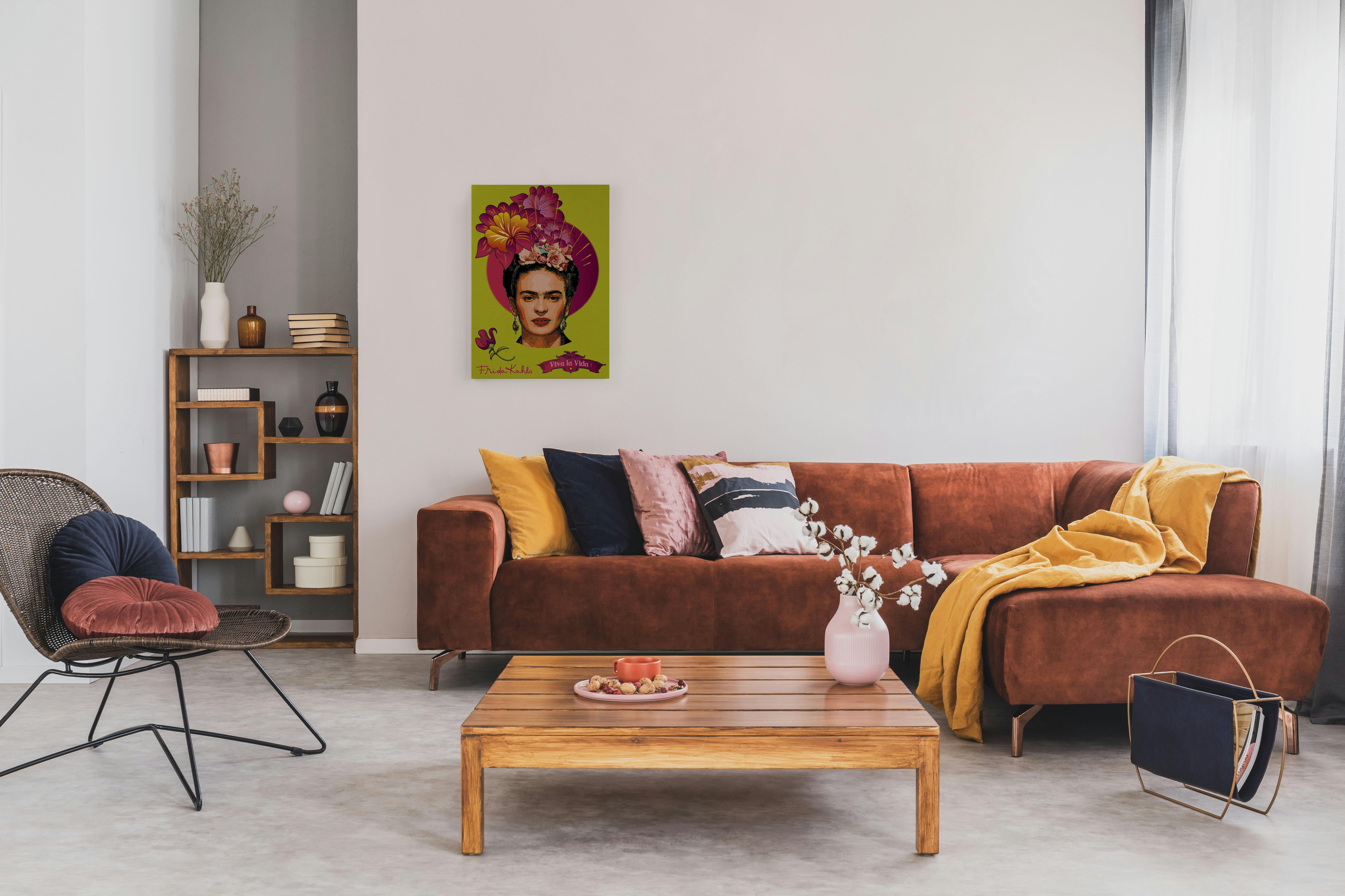 FRIDA GREEN - Peinture sur toile 60x40 imprimé HD Frida Vert