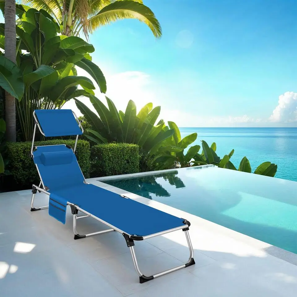 tectake Ligbed Aurelie van aluminium, 6 niveaus, Blauw